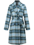 Plaid Tie Waist Long Sleeve Coat