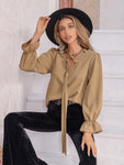 Ruched Flounce Sleeve Blouse