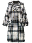 Plaid Double-Breasted Long Sleeve Longline Coat