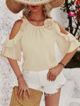 Honey Ruffled Round Neck Half Sleeve Blouse