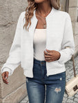 Textured Zip Up Long Sleeve Jacket