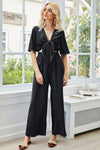 Tie Front Cutout Wide Leg Jumpsuit