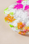 Sequin Flower Mock Neck Half Sleeve Blouse