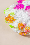 Sequin Flower Mock Neck Half Sleeve Blouse