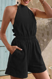 Shiny Halter Neck Tie Back Romper