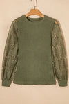 Mock Neck Lace Long Sleeve Top