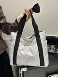 Solid Color Tote Bag with Side Pockets