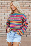 Contrast Round Neck Long Sleeve Top